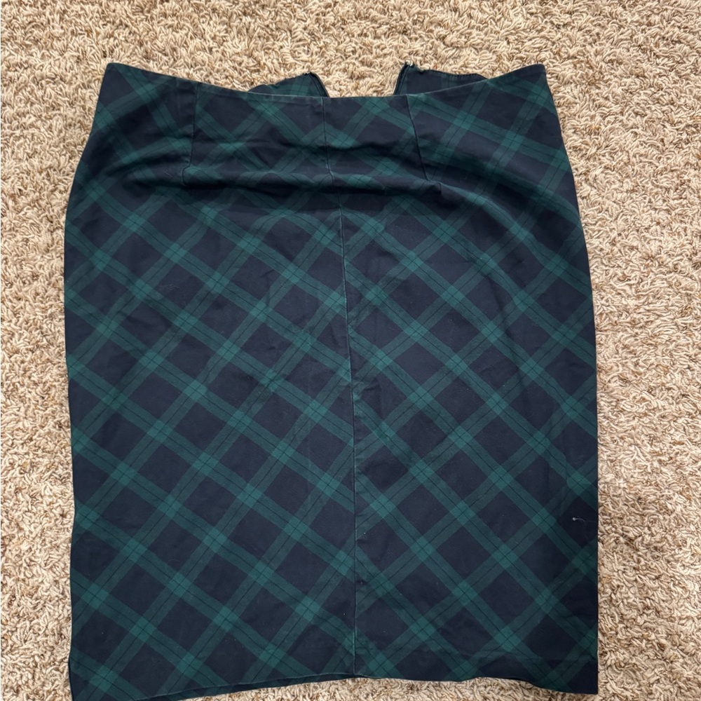 Green and Blue Tartan Plaid Pencil Skirt Size 12 - Picture 4 of 5